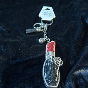 Fashion Jewelry Black and Red Lipstick Key Holder